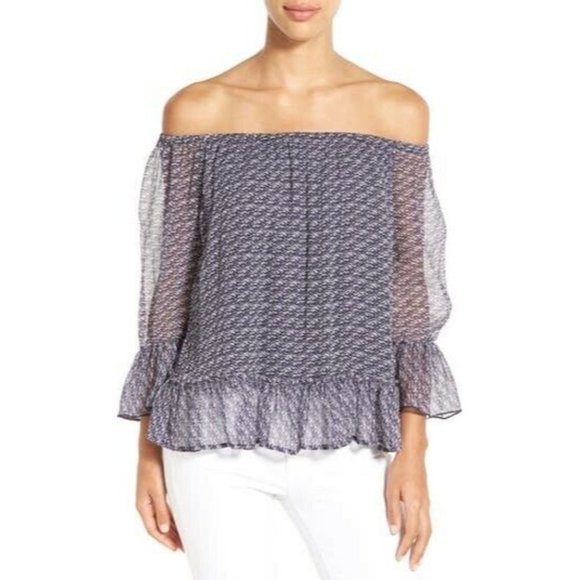 Lucky Brand Tops - Lucky Brand Ruffle Hem Off The Shoulder Blouse